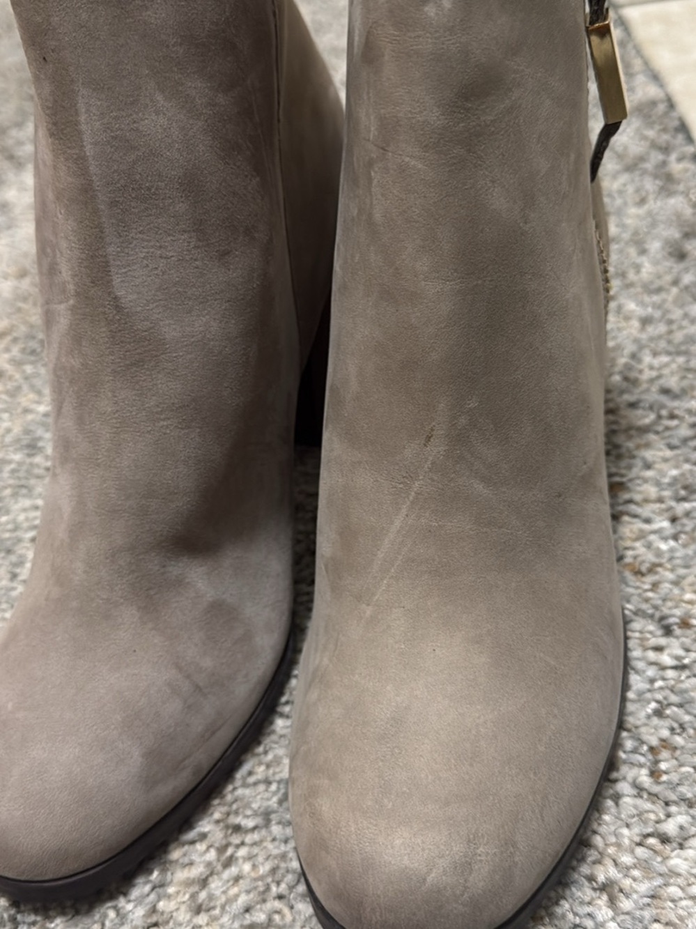 Aldo Taupe Suede Ankle Booties with Block Heel